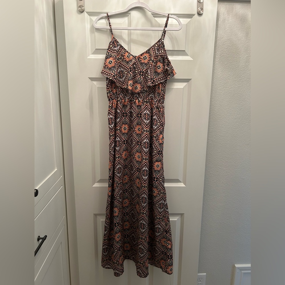 Pink, Black, Gold Geometric Maxi Dress